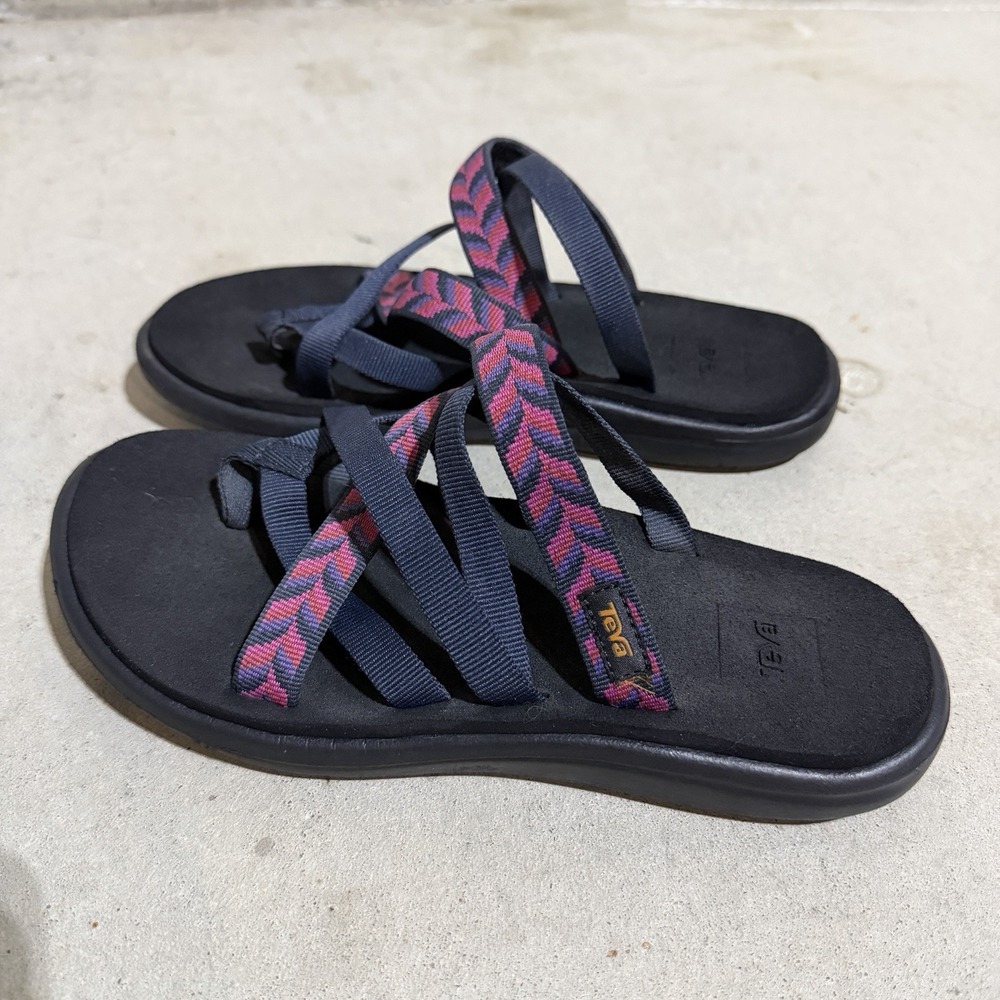 Teva Voya Zillesa Strappy Sandals Geometric Pink Purple Blue - Women's Size 6